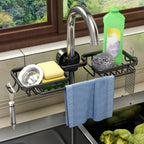 Faucet Kitchen Organizer – Sponge, Brush & Towel Bar in One