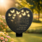 Butterfly Heart Memorial Plaque made of Acrylic with Warm White LED