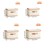 Foldable storage box with lid and leather handles