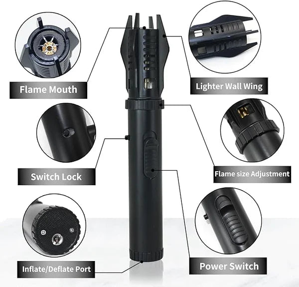 Gas lighter with 360° nozzle and metal housing