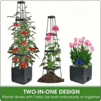 Self-watering planter box with trellis – Anthracite