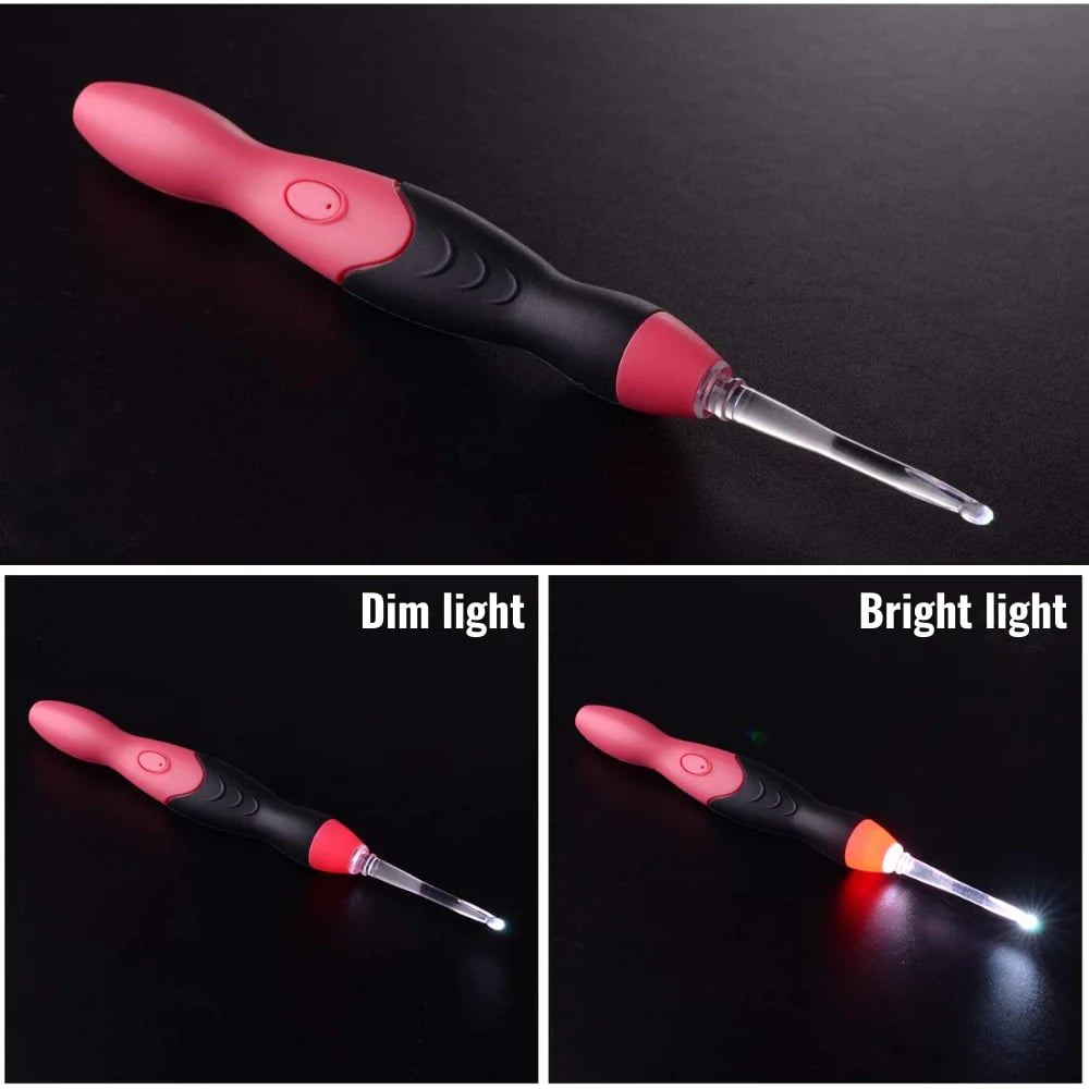 LED Crochet Hook Set – See Stitches Clearly, Even in Low Light