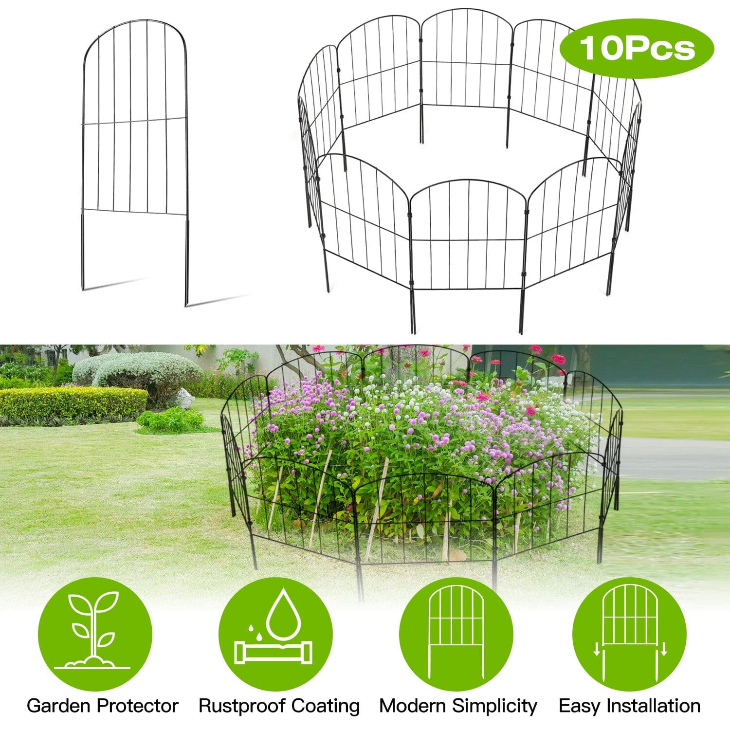 Gartenzaun Edelstahl 10 Paneele flexibel für Beeteinfassung