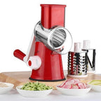 Rotary vegetable slicer with 3 stainless steel drums