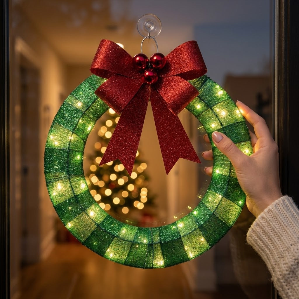 Illuminated LED Christmas wreath, warm white, in green or gold, 30 to 50 cm