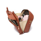 Faux Leather Crossbody Bag with Two Compartments