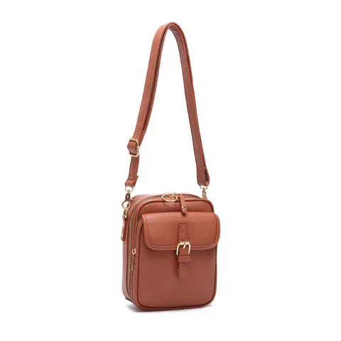 Faux Leather Crossbody Bag with Two Compartments