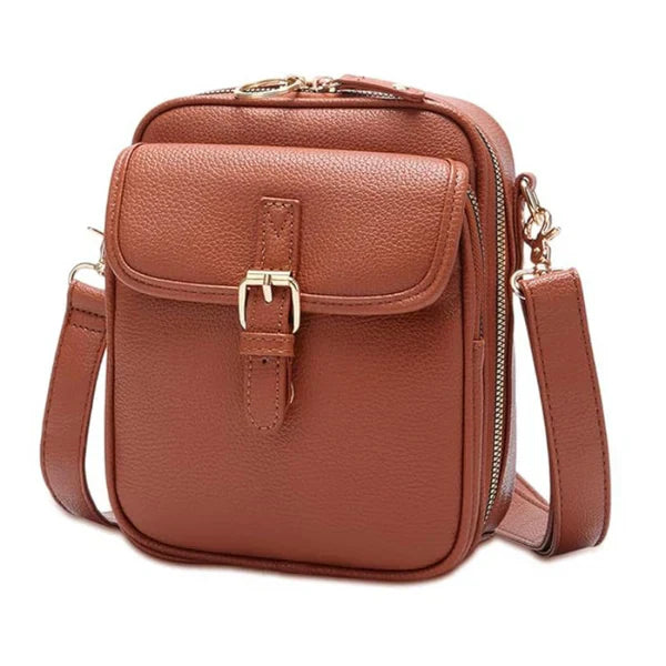 Faux Leather Crossbody Bag with Two Compartments