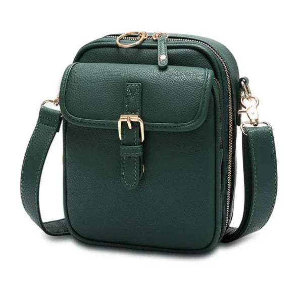 Faux Leather Crossbody Bag with Two Compartments