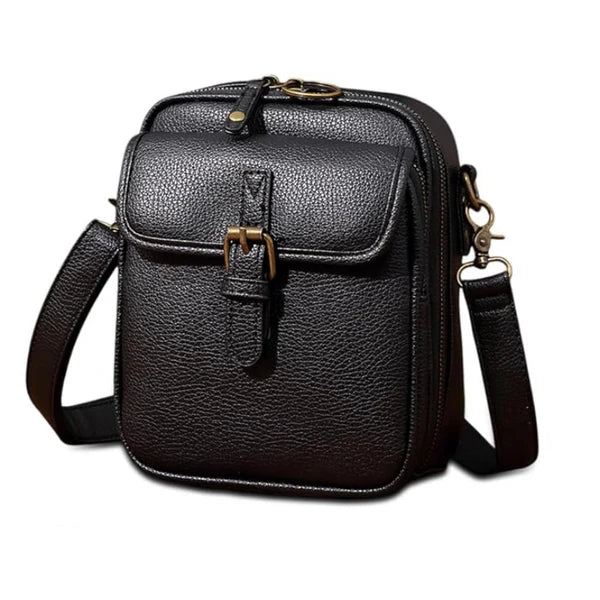 Faux Leather Crossbody Bag with Two Compartments