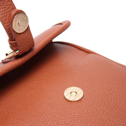 Faux Leather Crossbody Bag with Two Compartments