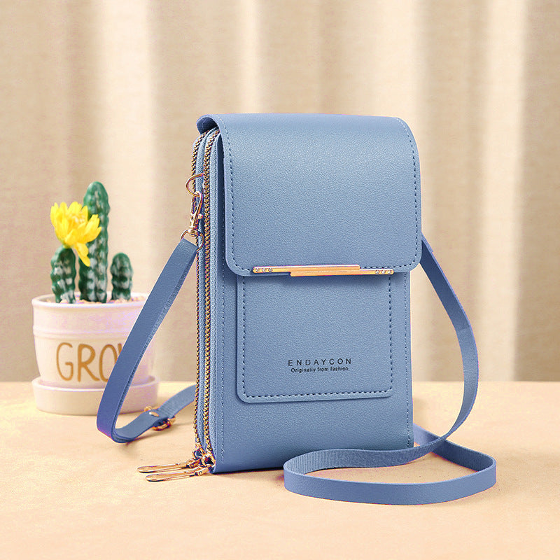 Leather handbag with RFID protection and phone pocket