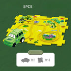 Puzzle-Straßenset mit Auto und Verkehrsschildern