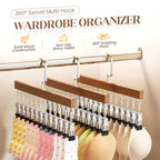 Wooden Hangers with Stainless Steel Clips – Hang More, Take Up Less Space - Set of 2