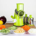Rotary vegetable slicer with 3 stainless steel drums