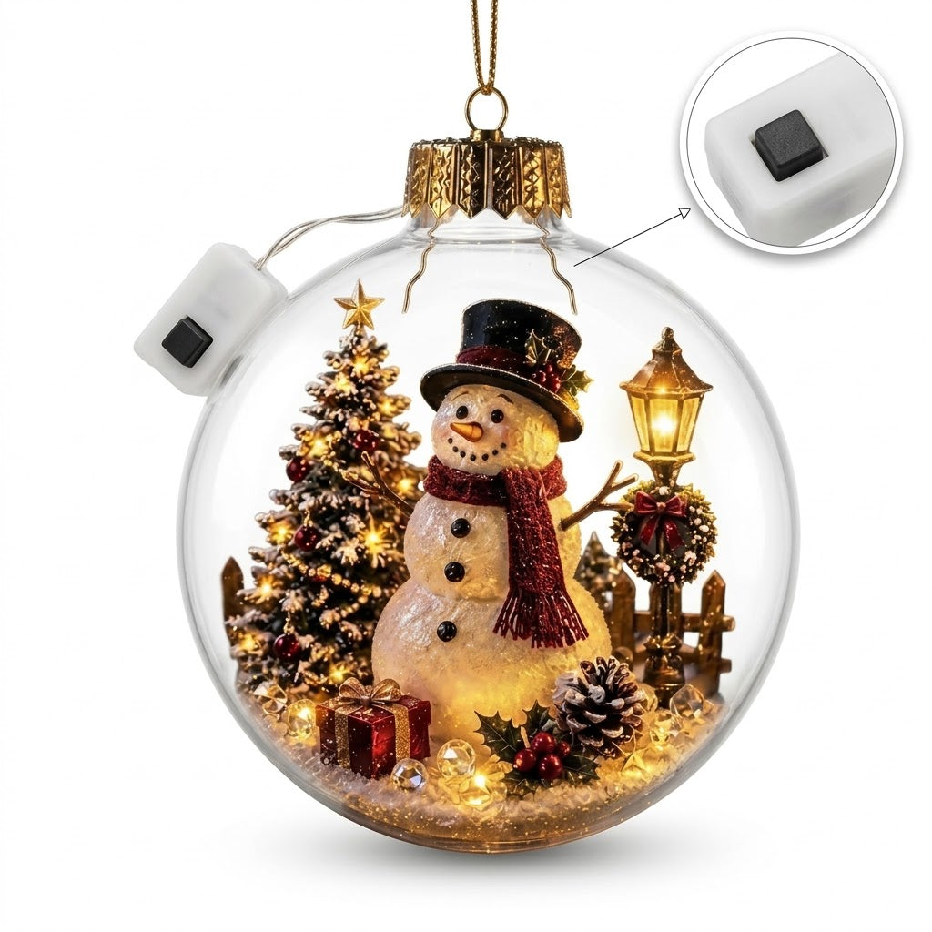 Weihnachtsanhänger beleuchtet mit Miniaturszene