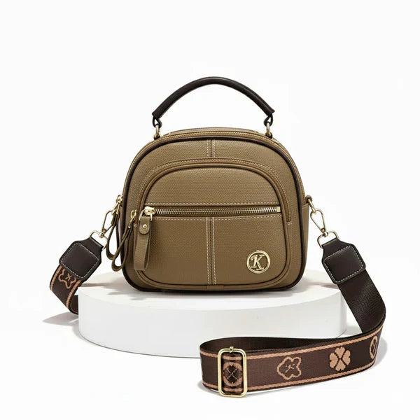 Compact Crossbody Bag – Five Compartments, Lightweight Faux Leather