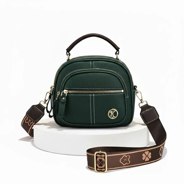 Compact Crossbody Bag – Five Compartments, Lightweight Faux Leather