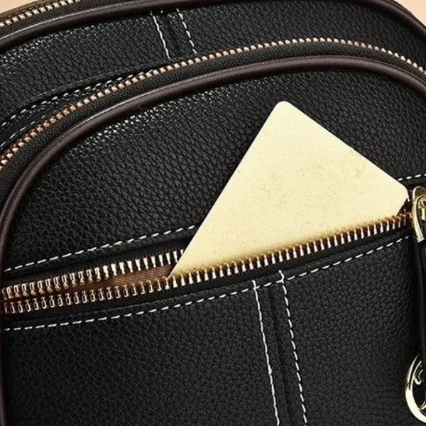 Compact Crossbody Bag – Five Compartments, Lightweight Faux Leather