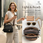 Compact Crossbody Bag – Five Compartments, Lightweight Faux Leather