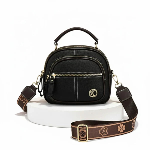 Compact Crossbody Bag – Five Compartments, Lightweight Faux Leather