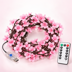 LED cherry blossom branch lights 1.6 m, 48 lights - warm white, with remote control