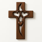Holzkreuz Wanddeko mit Verschlungenen Herzen