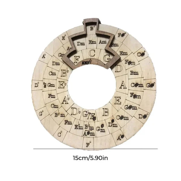 Chord Wheel Wood for Music Theory and Melodies