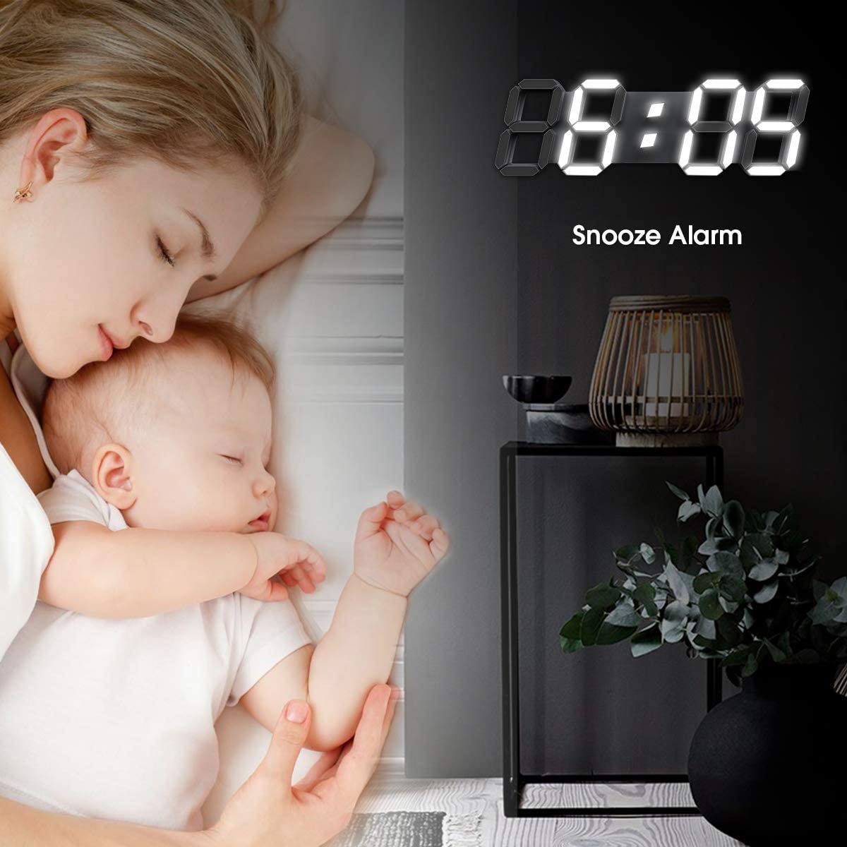 3D LED Digital Wall Clock with Remote Control