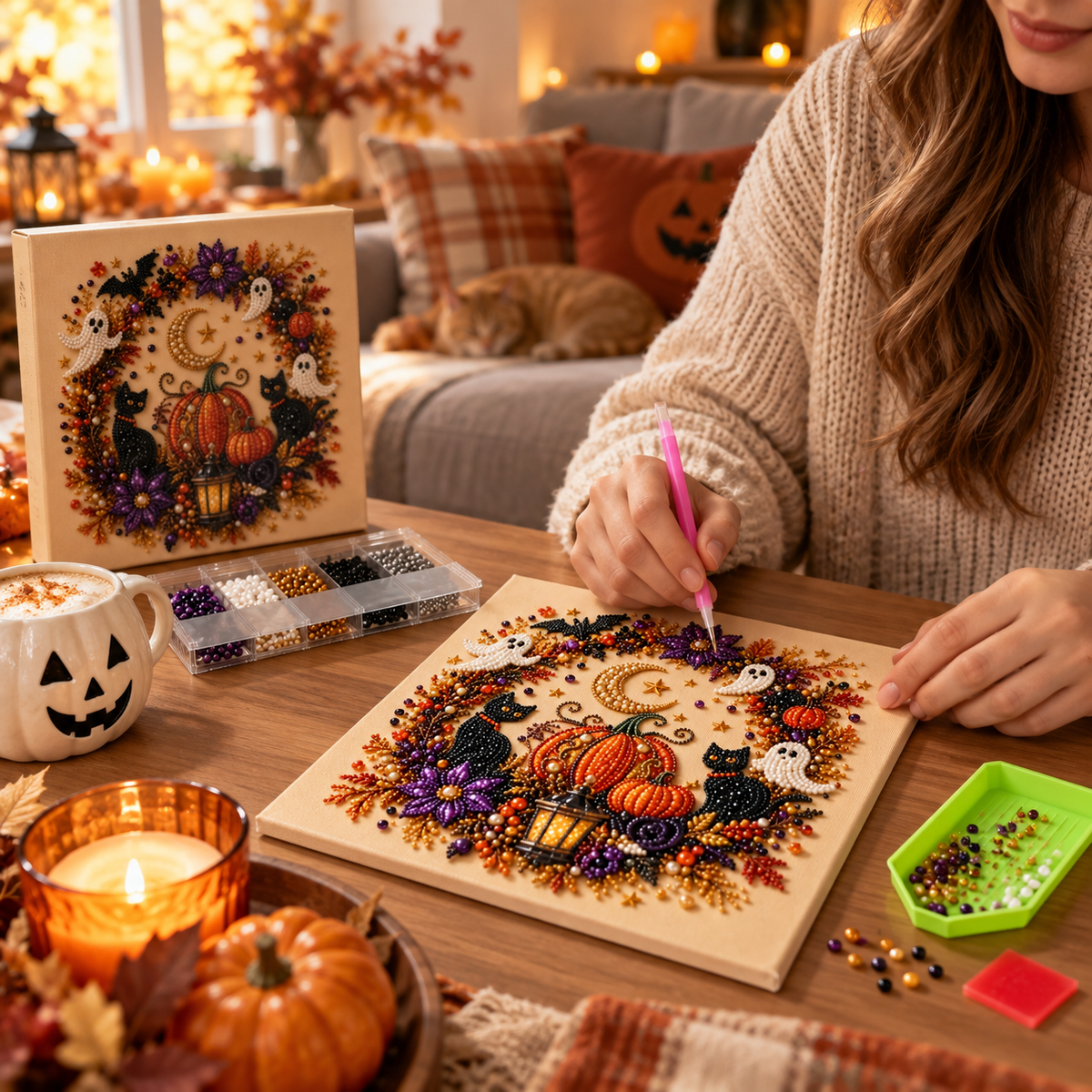 Perlen-Bastelset Halloween mit Motiv nach Wahl