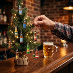 Beer Advent calendar 2026 with 24 flat beer bottle ornaments (approx. 3.9 cm), including hanging ribbons