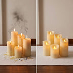 Flameless LED candles with flickering light – 6 designs, sets of 3 to 12 pieces