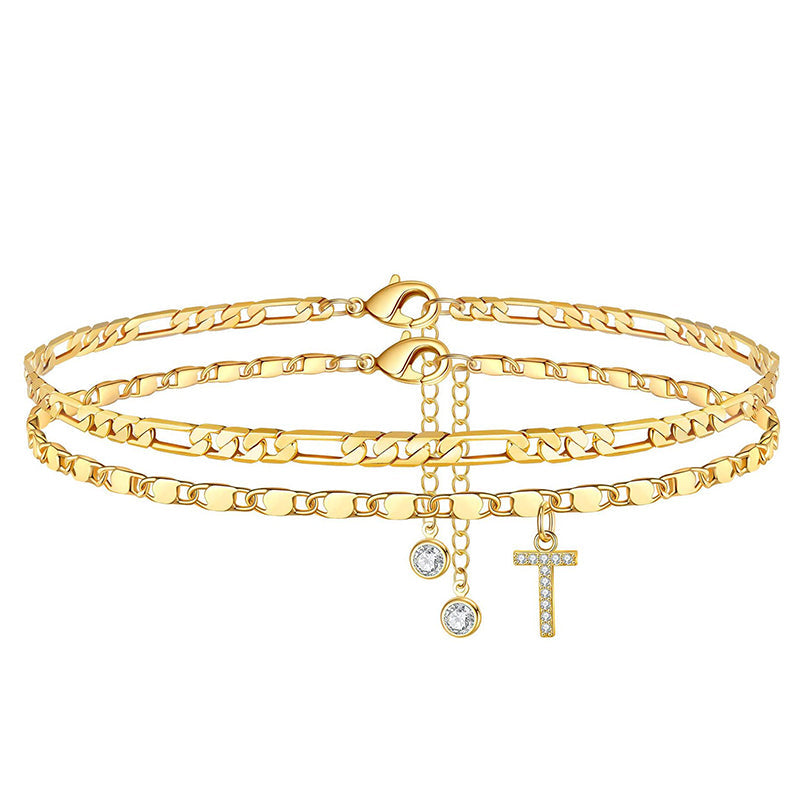Fußkette Layered-Design mit Strass-Steinen