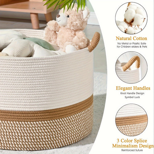 Aufbewahrungskorb Baumwollecm – Boho-Stil mit Griffen