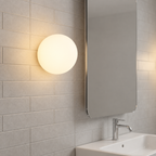 Round glass wall light with G9 socket, milky white - Ø 12/15/18 cm