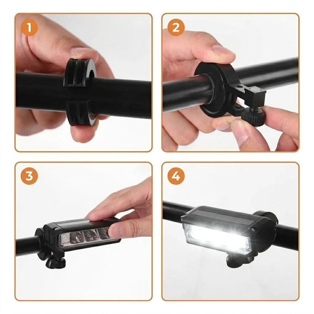 Fahrrad-Frontlicht LED 1000 Lumen, aufladbar mit 2000-mAh-Akku