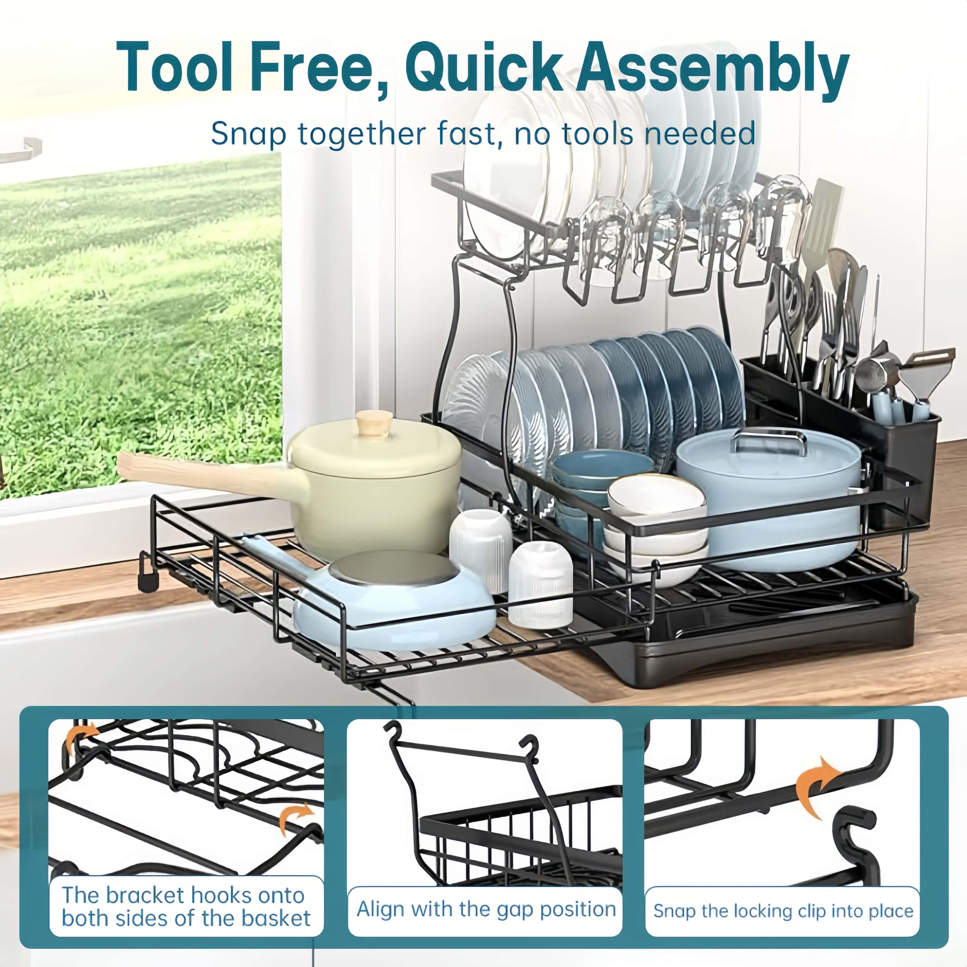 Pull-out 2-in-1 Dish Dryer with Drip Tray