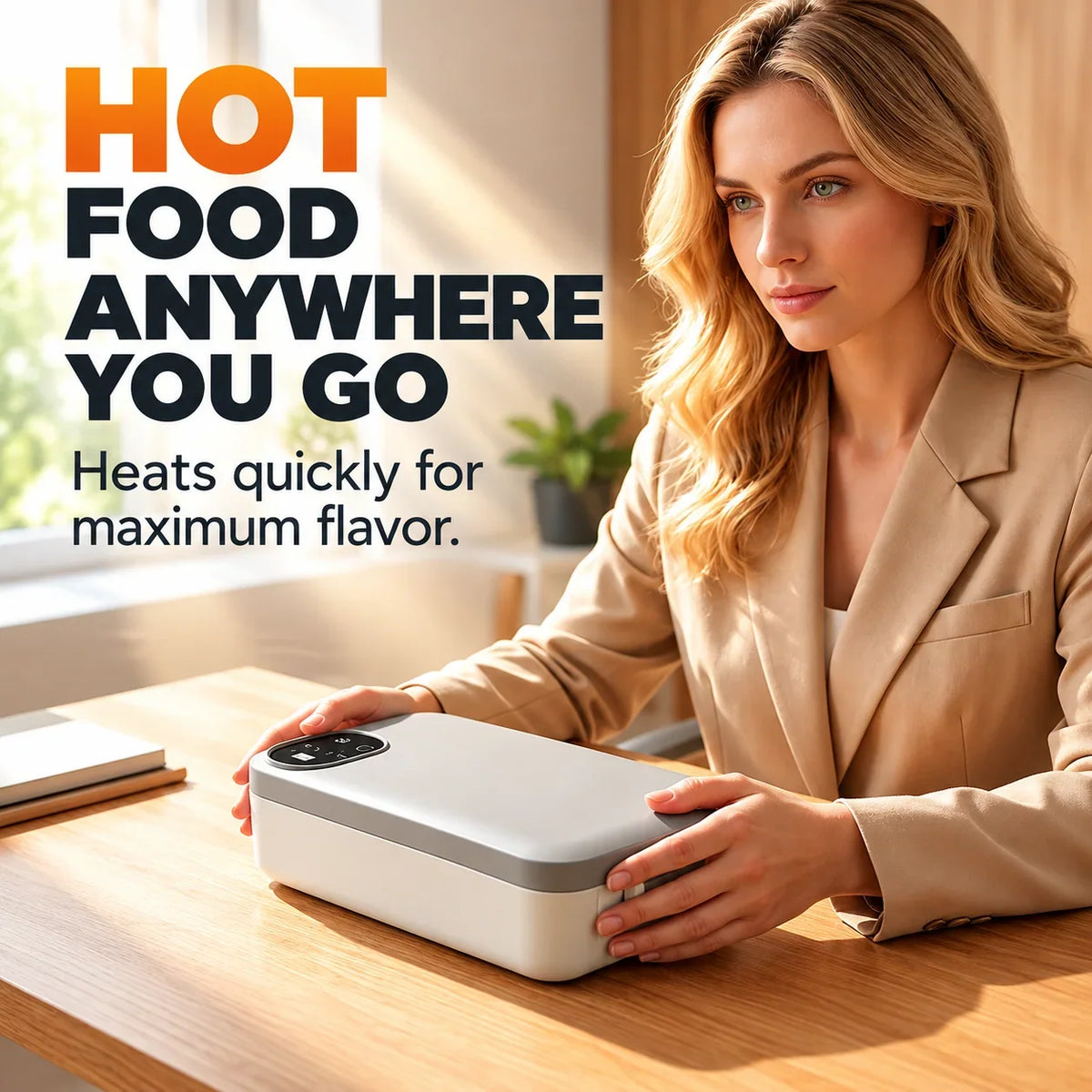 Self-heating electric lunch box with stainless steel inner container