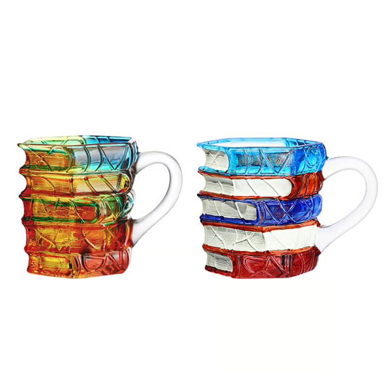 Handgeblasenes Glas-Trinkglas mit Gestapeltem Bücher-Design -   Mivoza Deutschland