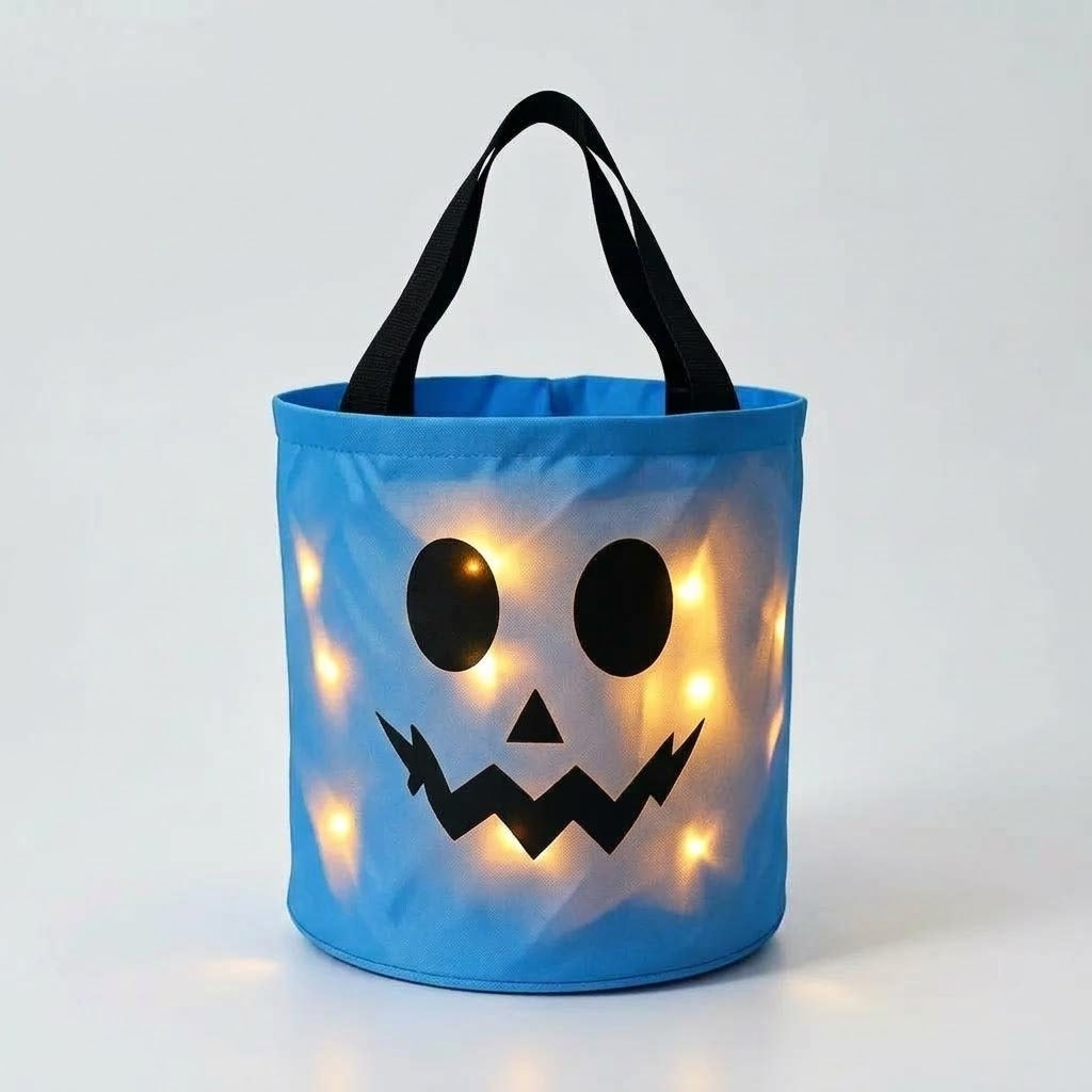 LED pumpkin basket for Halloween with handle