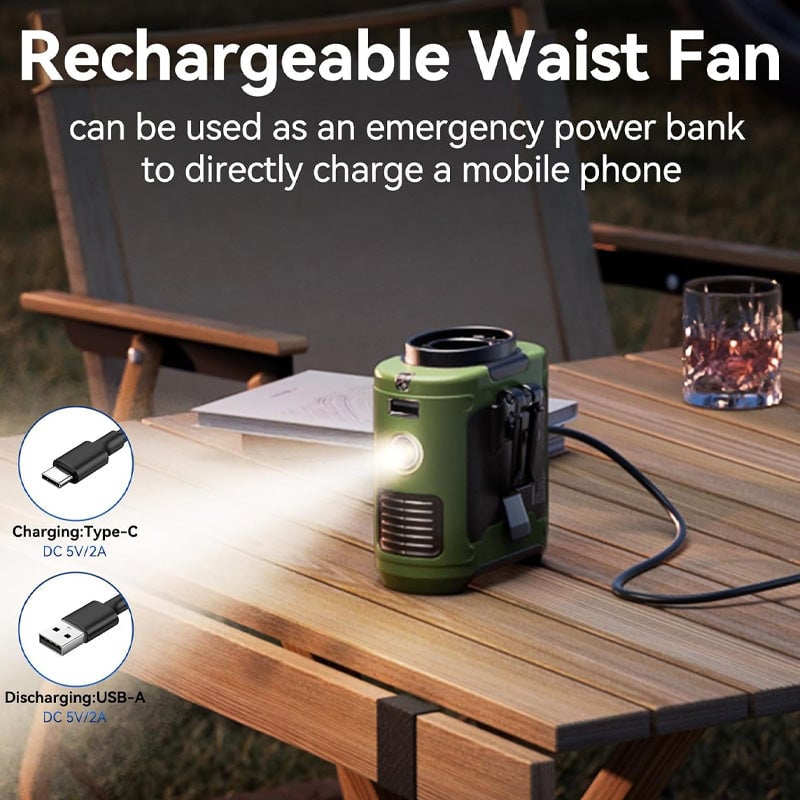 Fan Clip for Belt – Hands-Free Wearable with USB Charging