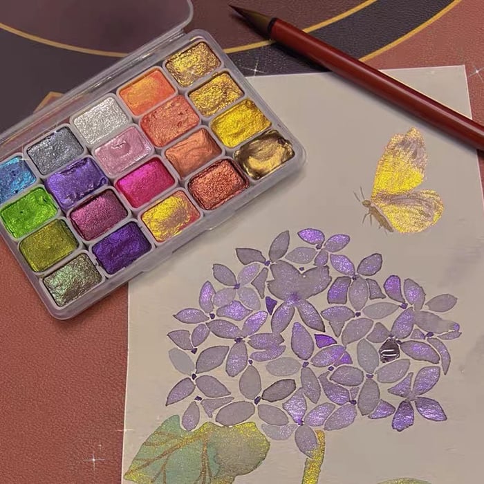Perlglanz-Pigment-Set mit 10 Farben & Mischpalette
