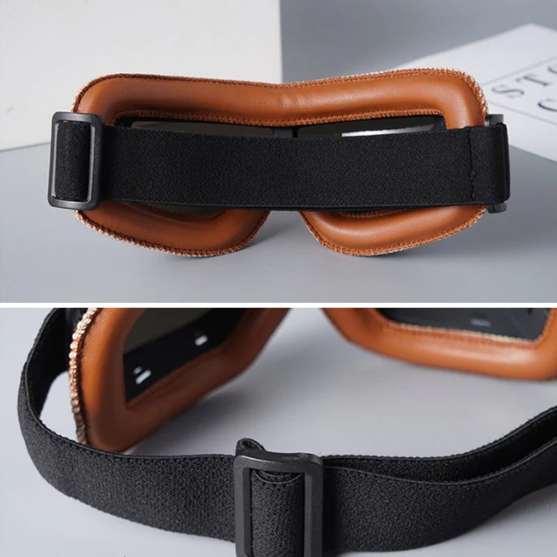 Motorradbrille Vintage-Stil mit verstellbarem Gummiband