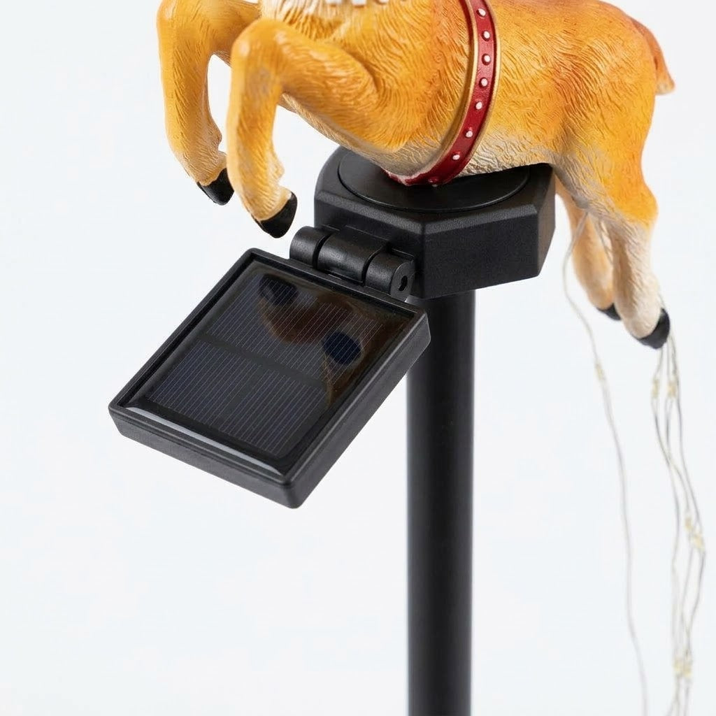 Solar-Gartenstecker Weihnachtsmann im Schlitten oder Rentier – mit funkelndem LED-Lichterschweif