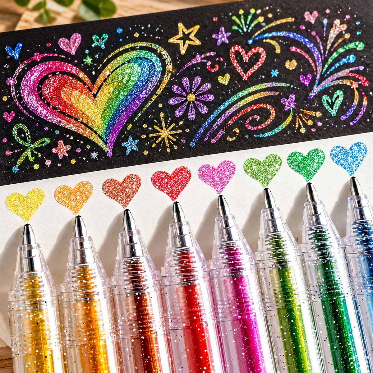 Glitter gel pen set with 1.0-mm ballpoint tip - 8 to 48 colors
