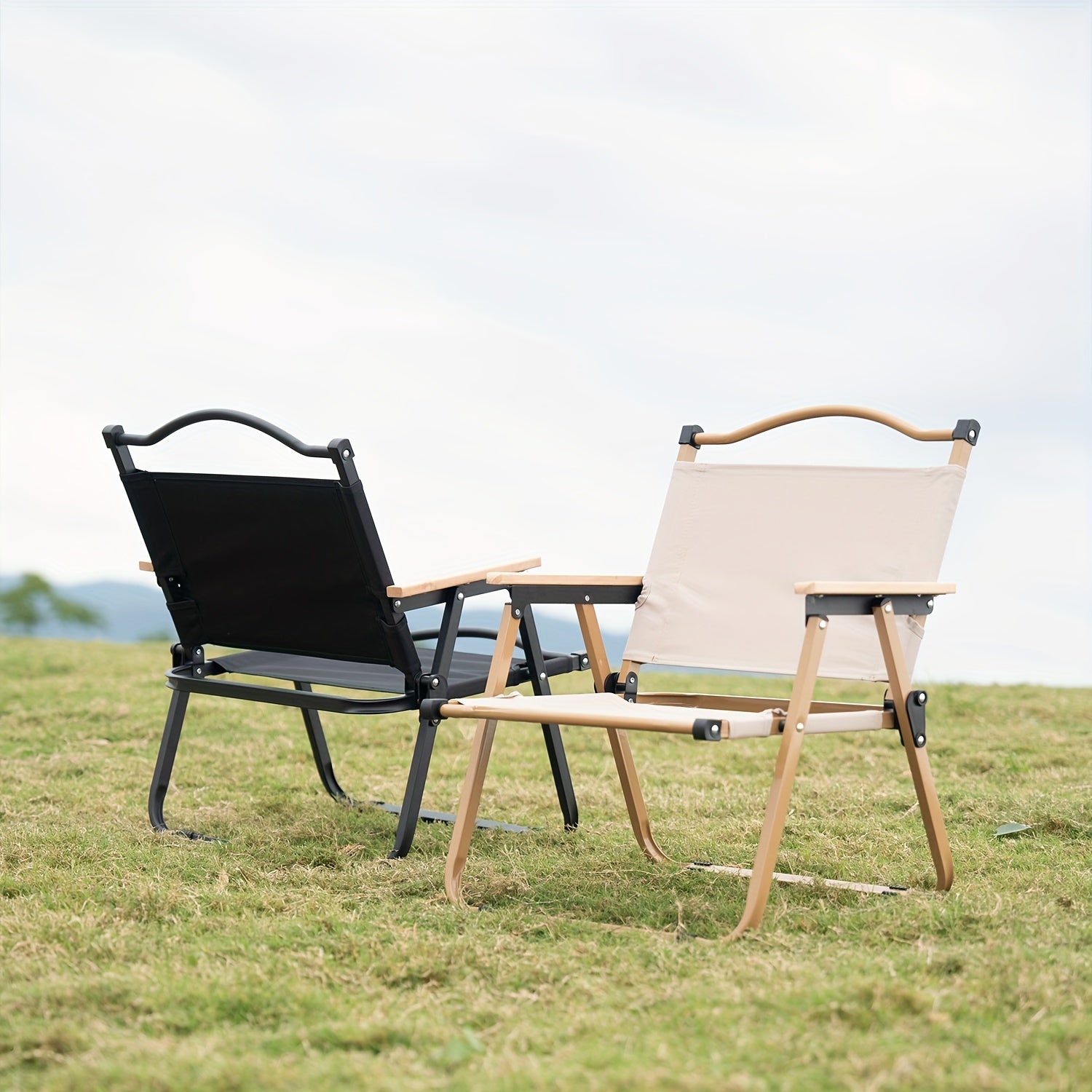 Folding camping chair with aluminum frame