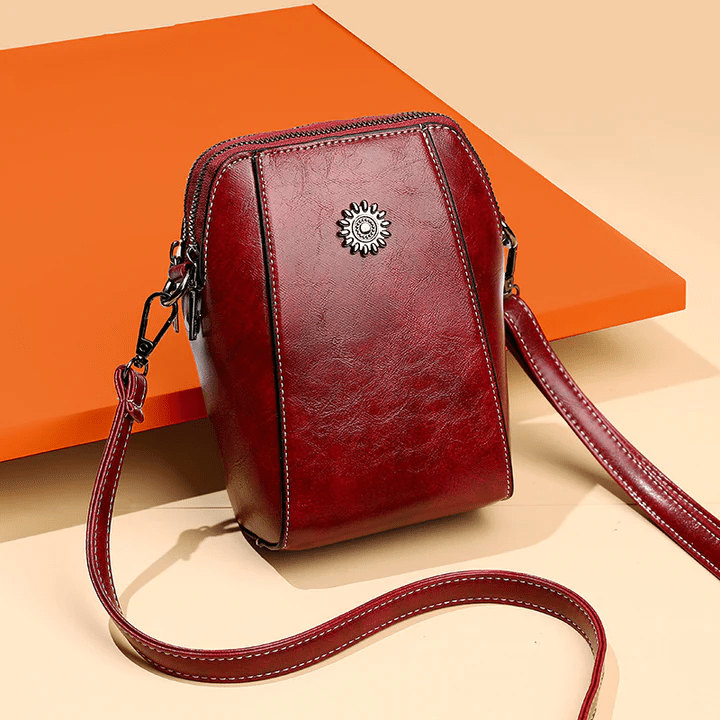 Small Crossbody Bag in Leather Look with Multiple Compartments – Adjustable Strap