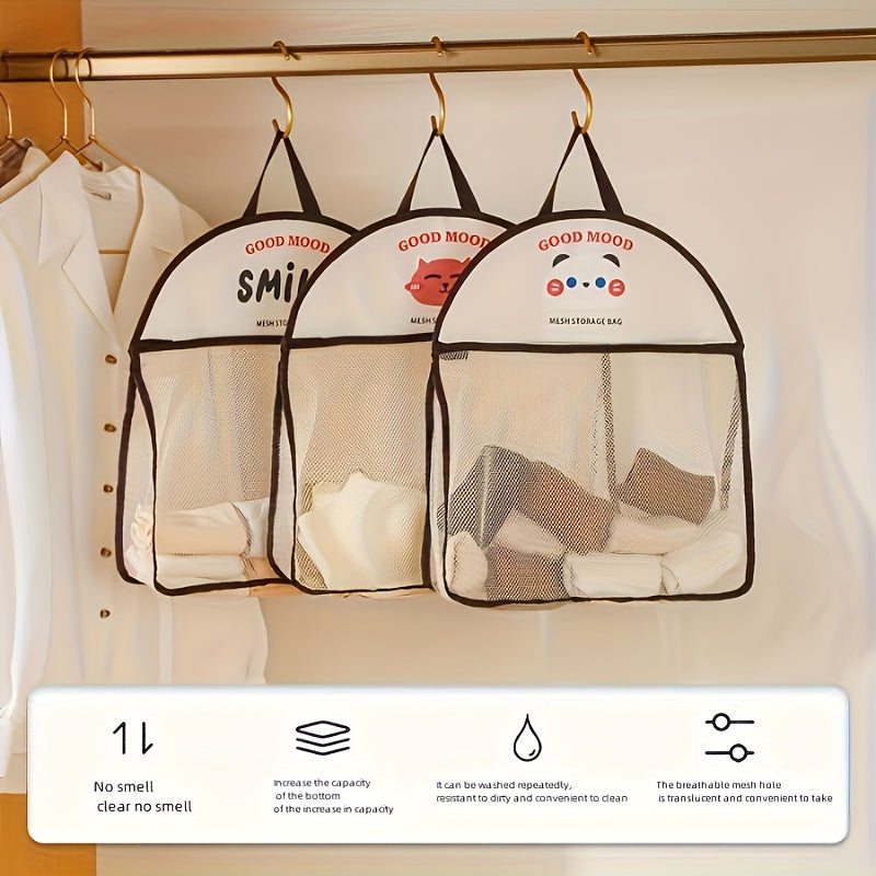 Mesh storage bag with cute animal motifs – foldable