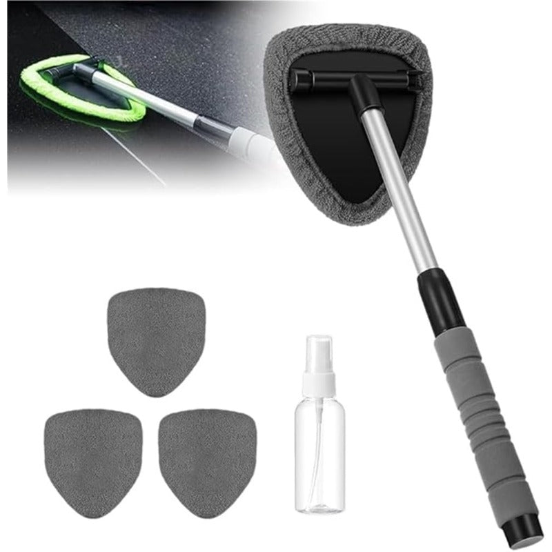 Window cleaner with rotating microfiber head