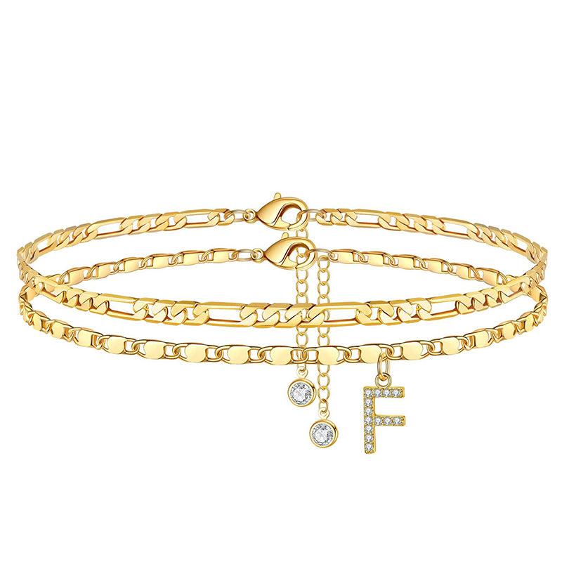 Fußkette Layered-Design mit Strass-Steinen
